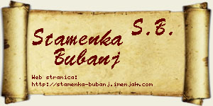 Stamenka Bubanj vizit kartica
